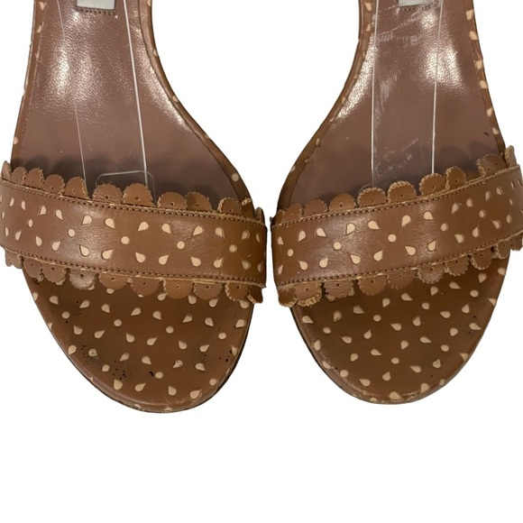 Tabitha Simmons Brown Leather Scalloped Ankle Strap Block Heel Sandal 36 US 5 - Picture 2 of 10